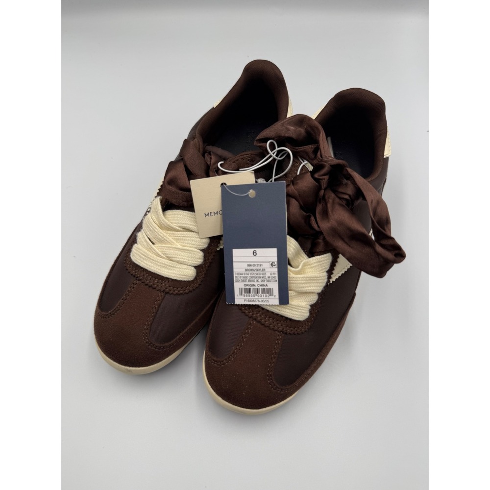 Wild Fable Skyler Brown Cream Ribbon Lace Memory Foam Sneakers Womens 6 NEW